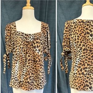 Neiman Marcus Exclusives Leopard Print Square Neck Blouse